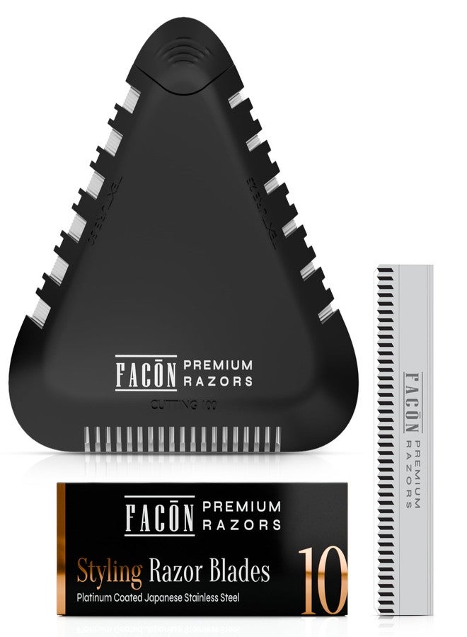 FACON Facón Razor Comb for Hair Cutting - Professional Hair Cutting Comb Kit with 13 Replacement Blades, Double Edge Shaper for Salon & Home, Premium Styling Thinning Texturizing Split Ends Trimming Razor - Image 1